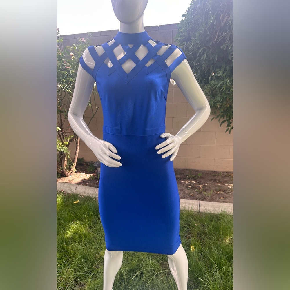 WOW Couture Blue Sheath Dress V-Neck Sleeveless P852